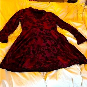 Burgundy bell sleeve dress, zipper back, long sleeve, lightweight. Never worn